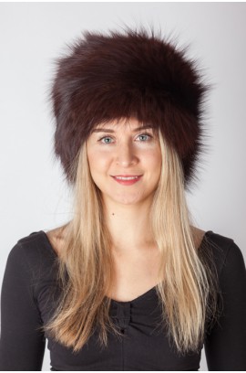 Dark brown fox fur hat